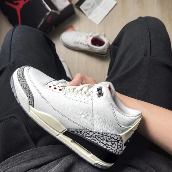 white cement 3s on feet